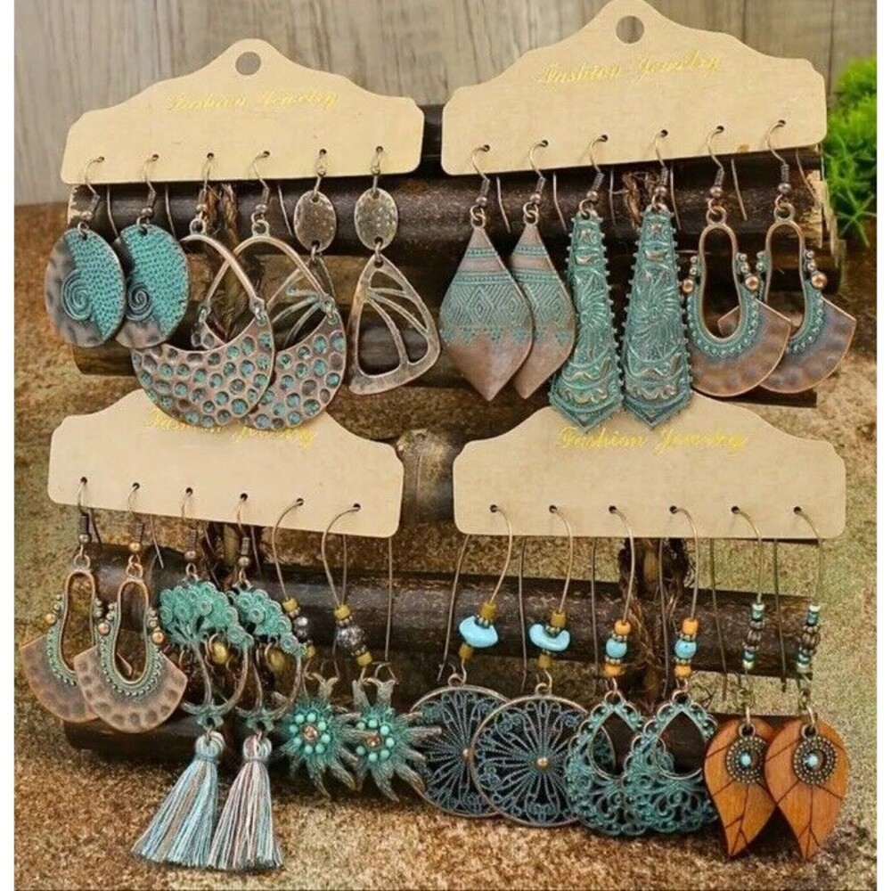 ⭐️BOHO SHIEK VINTAGE STYLE BRONZE COPPER PATINA DANGLE EARRINGS ANY 3-PAIRS  NEW